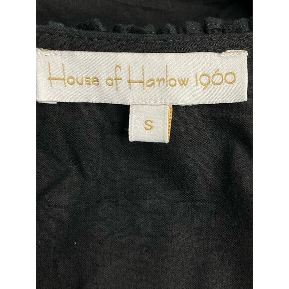 House of Harlow 1960 Ruffled cotton wrap mini dress black size S - Picture 4 of 11